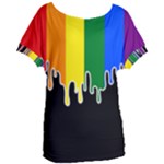 Gay Pride Flag Rainbow Drip On Black Blank Black For Designs Women s Oversized Tee