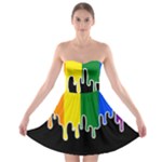 Gay Pride Flag Rainbow Drip On Black Blank Black For Designs Strapless Bra Top Dress
