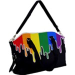 Gay Pride Flag Rainbow Drip On Black Blank Black For Designs Canvas Crossbody Bag