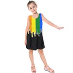 Gay Pride Flag Rainbow Drip On Black Blank Black For Designs Kids  Sleeveless Dress