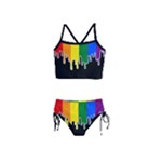 Gay Pride Flag Rainbow Drip On Black Blank Black For Designs Girls  Tankini Swimsuit