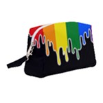 Gay Pride Flag Rainbow Drip On Black Blank Black For Designs Wristlet Pouch Bag (Medium)