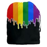 Gay Pride Flag Rainbow Drip On Black Blank Black For Designs Drawstring Pouch (3XL)