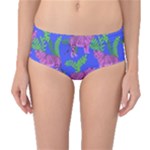 Pink Tigers On A Blue Background Mid-Waist Bikini Bottoms