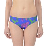 Pink Tigers On A Blue Background Hipster Bikini Bottoms