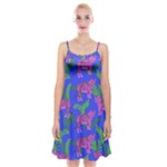 Pink Tigers On A Blue Background Spaghetti Strap Velvet Dress