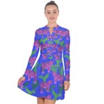 Pink Tigers On A Blue Background Long Sleeve Panel Dress