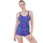 Pink Tigers On A Blue Background Boyleg Tankini Set 