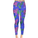 Pink Tigers On A Blue Background Inside Out Leggings