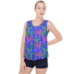 Pink Tigers On A Blue Background Bubble Hem Chiffon Tank Top