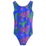 Pink Tigers On A Blue Background Kids  Cut-Out Back One Piece Swimsuit