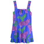 Pink Tigers On A Blue Background Kids  Layered Skirt Swimsuit