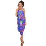 Pink Tigers On A Blue Background Waist Tie Cover Up Chiffon Dress