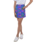 Pink Tigers On A Blue Background Kids  Tennis Skirt