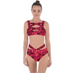 Cadmium Red Abstract Stars Bandaged Up Bikini Set 