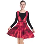 Cadmium Red Abstract Stars Plunge Pinafore Dress
