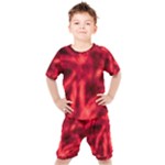 Cadmium Red Abstract Stars Kids  Tee and Shorts Set