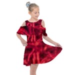 Cadmium Red Abstract Stars Kids  Shoulder Cutout Chiffon Dress