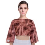 Rose Abstract Stars Tie Back Butterfly Sleeve Chiffon Top