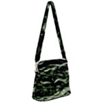 Green  Waves Abstract Series No5 Zipper Messenger Bag
