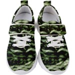 Green  Waves Abstract Series No5 Kids  Velcro Strap Shoes