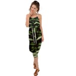 Green  Waves Abstract Series No5 Waist Tie Cover Up Chiffon Dress