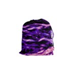 Purple  Waves Abstract Series No1 Drawstring Pouch (Small)