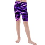 Purple  Waves Abstract Series No1 Kids  Mid Length Swim Shorts