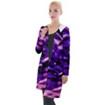 Purple  Waves Abstract Series No1 Hooded Pocket Cardigan