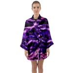 Purple  Waves Abstract Series No1 Long Sleeve Satin Kimono