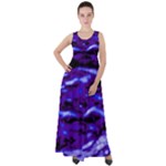 Purple  Waves Abstract Series No2 Empire Waist Velour Maxi Dress