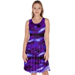 Purple  Waves Abstract Series No2 Knee Length Skater Dress With Pockets
