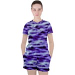 Purple  Waves Abstract Series No3 Women s Tee and Shorts Set