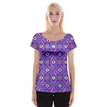 Abstract Illustration With Eyes Cap Sleeve Top