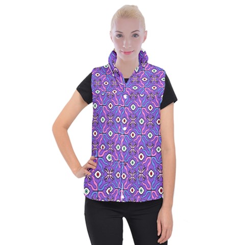 Abstract Illustration With Eyes Women s Button Up Vest from ArtsNow.com