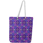 Abstract Illustration With Eyes Full Print Rope Handle Tote (Large)