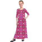 Abstract Illustration With Eyes Kids  Quarter Sleeve Maxi Dress