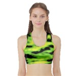 Green  Waves Abstract Series No12 Sports Bra with Border