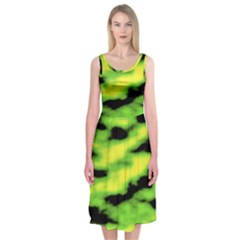 Green  Waves Abstract Series No12 Midi Sleeveless Dress from ArtsNow.com