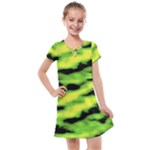 Green  Waves Abstract Series No12 Kids  Cross Web Dress