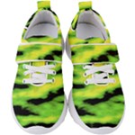 Green  Waves Abstract Series No12 Kids  Velcro Strap Shoes