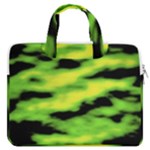 Green  Waves Abstract Series No12 MacBook Pro Double Pocket Laptop Bag (Large)