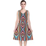 Digital Illusion V-Neck Midi Sleeveless Dress 