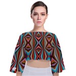 Digital Illusion Tie Back Butterfly Sleeve Chiffon Top