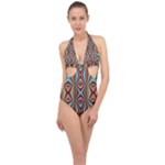 Digital Illusion Halter Front Plunge Swimsuit