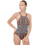 Digital Illusion High Neck One Piece Swimsuit