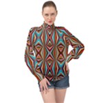 Digital Illusion High Neck Long Sleeve Chiffon Top