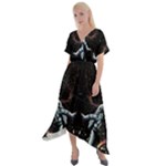 Digital Illusion Cross Front Sharkbite Hem Maxi Dress