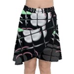 Digital Illusion Chiffon Wrap Front Skirt