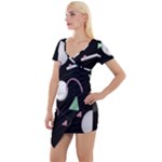 Digital Illusion Short Sleeve Asymmetric Mini Dress